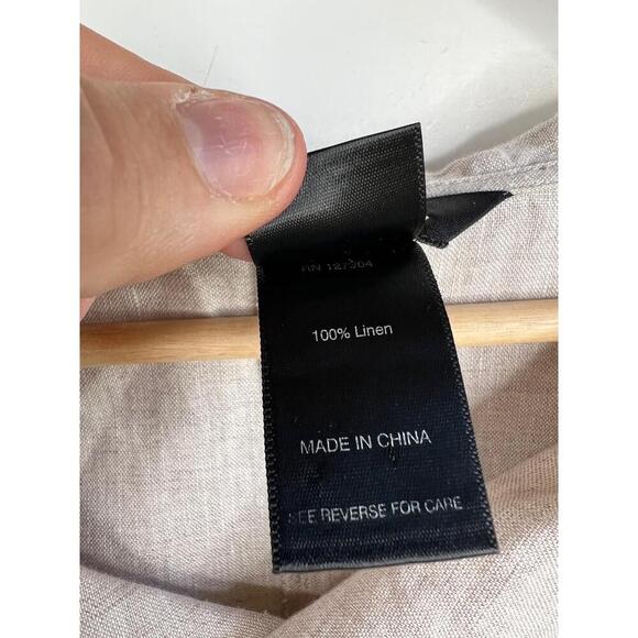 Ali Miles Cowl Neck 3/4 Sleeve Linen Top Oversized with Pockets Beige Size M - Picture 11 of 13